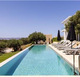5 bedroom luxury villa with infinity pool, sea views and tennis court near Chania, sleeps 10